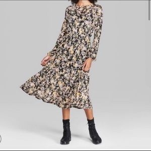 Wild Fable Dress -XS sheer overlay with underneath black slip dress